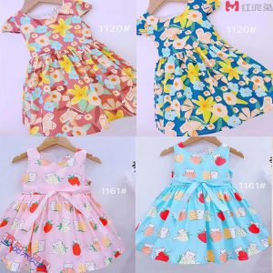 Girls' dresses summer new style children's wear floral short-sleeved princess dress baby girl fashionable summer dress