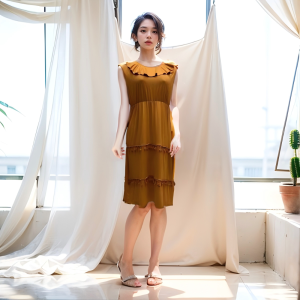 Cross-border women's dress sleeveless ethnic style wave round neck milk silk Middle Eastern women's new fordeal hot sale