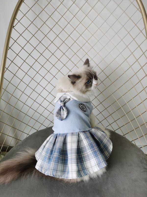 Pet supplies dog cat clothes wool JK plaid dress small and medium pet spring and autumn comfortable clothes wholesale - 图片 8