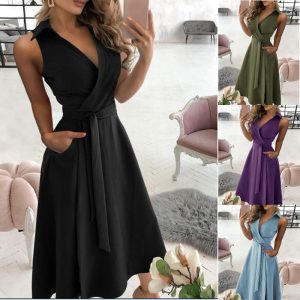 2025EBAY AliExpress WISH hot-selling spring and summer fashion long-sleeved V-neck printed hip dress for women