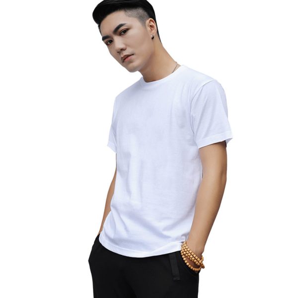 200g Japanese thickened cotton solid color short-sleeved bottoming shirt white T-shirt with pure white combed cotton men's and women's T-shirt - 图片 9