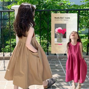 Cotton large skirt girl dress summer children's skirt baby Korean style medium and long style sleeveless princess dress