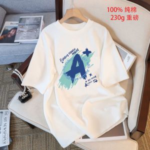 230g heavyweight cotton T-shirt women's drop shoulder large version loose short-sleeved top summer Japanese women's T-shirt bottoming shirt