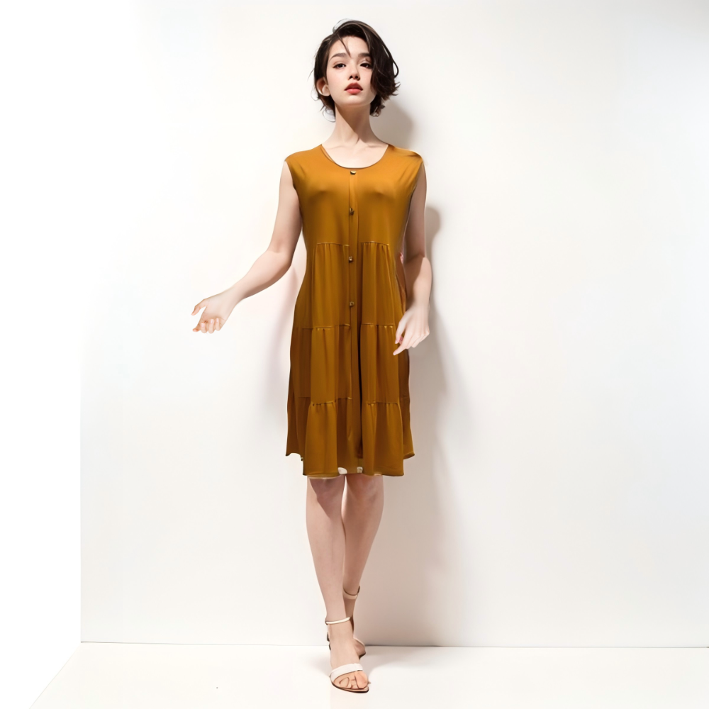 Middle East cross-border fordeal hot selling sleeveless dress simple solid color milk silk ladies dress new