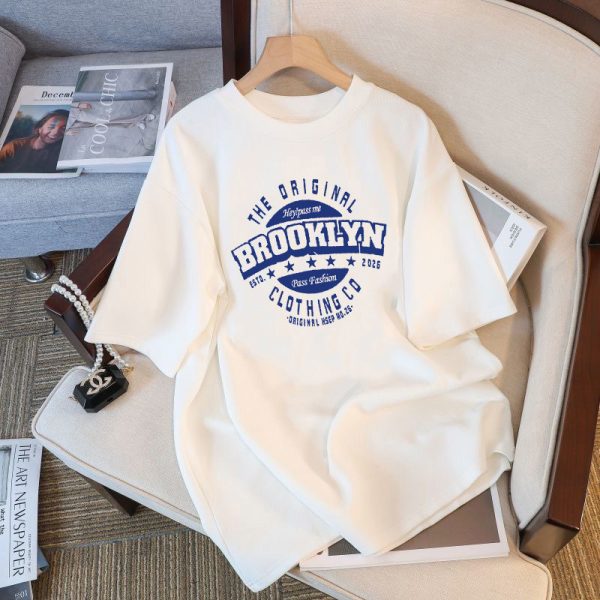 230g heavyweight cotton T-shirt women's drop shoulder large version loose short-sleeved top summer Japanese women's T-shirt bottoming shirt - 图片 8