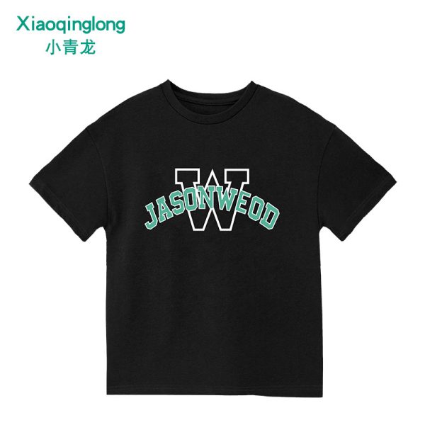 Xiaoqinglong boys and girls children's summer new pure cotton short-sleeved sweatshirt T-shirt for middle and large children's casual cartoon Korean version - 图片 7