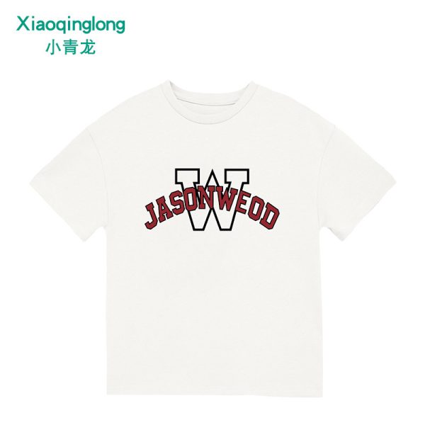 Xiaoqinglong boys and girls children's summer new pure cotton short-sleeved sweatshirt T-shirt for middle and large children's casual cartoon Korean version - 图片 6