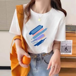 Pure cotton printed short-sleeved T-shirt Xinjiang cotton unisex style summer new round neck loose versatile top half-sleeve ins