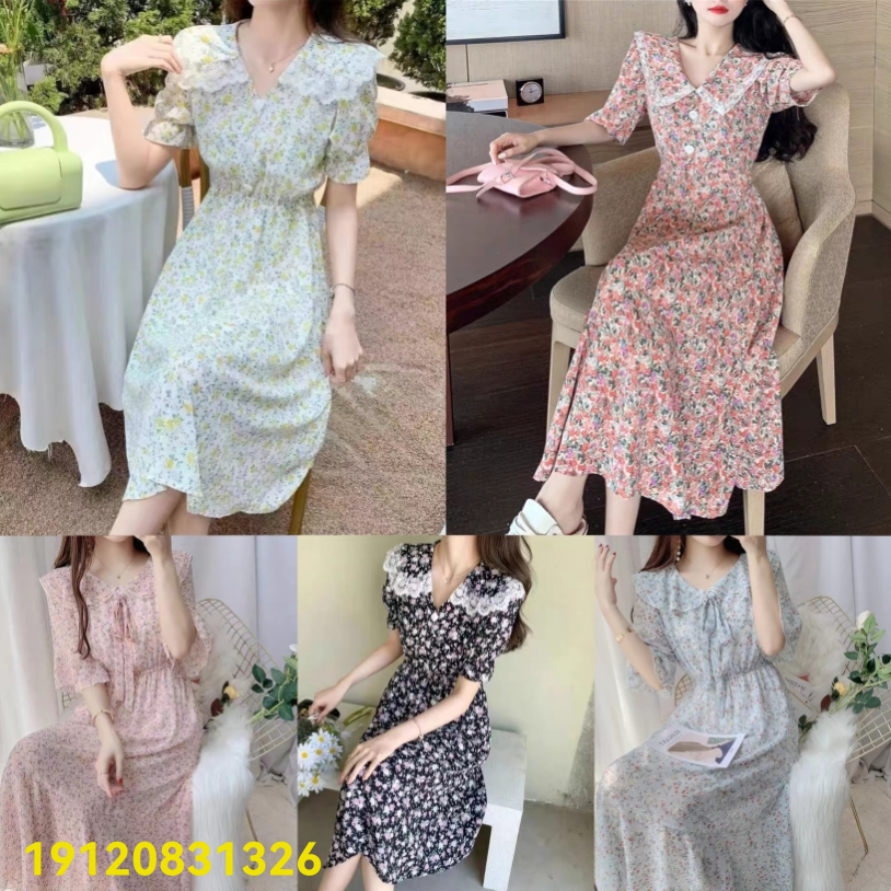 New spring and summer women's floral dress gentle style super fairy waist slim sweet temperament chiffon dress
