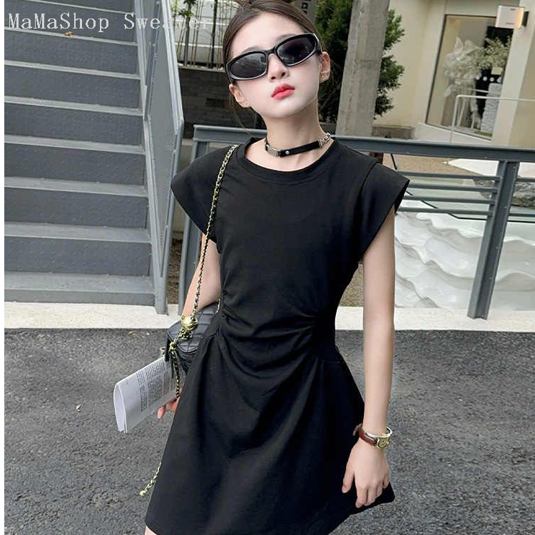 Girls' waist dress new children's summer dress skirt for middle and large children, sweet or salty Korean style sleeveless dress
